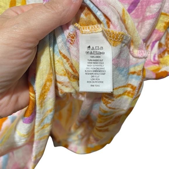 Joie 100% Linen Bohemian Floral Cap Sleeve Boxy Crop Tee - Picture 3 of 8